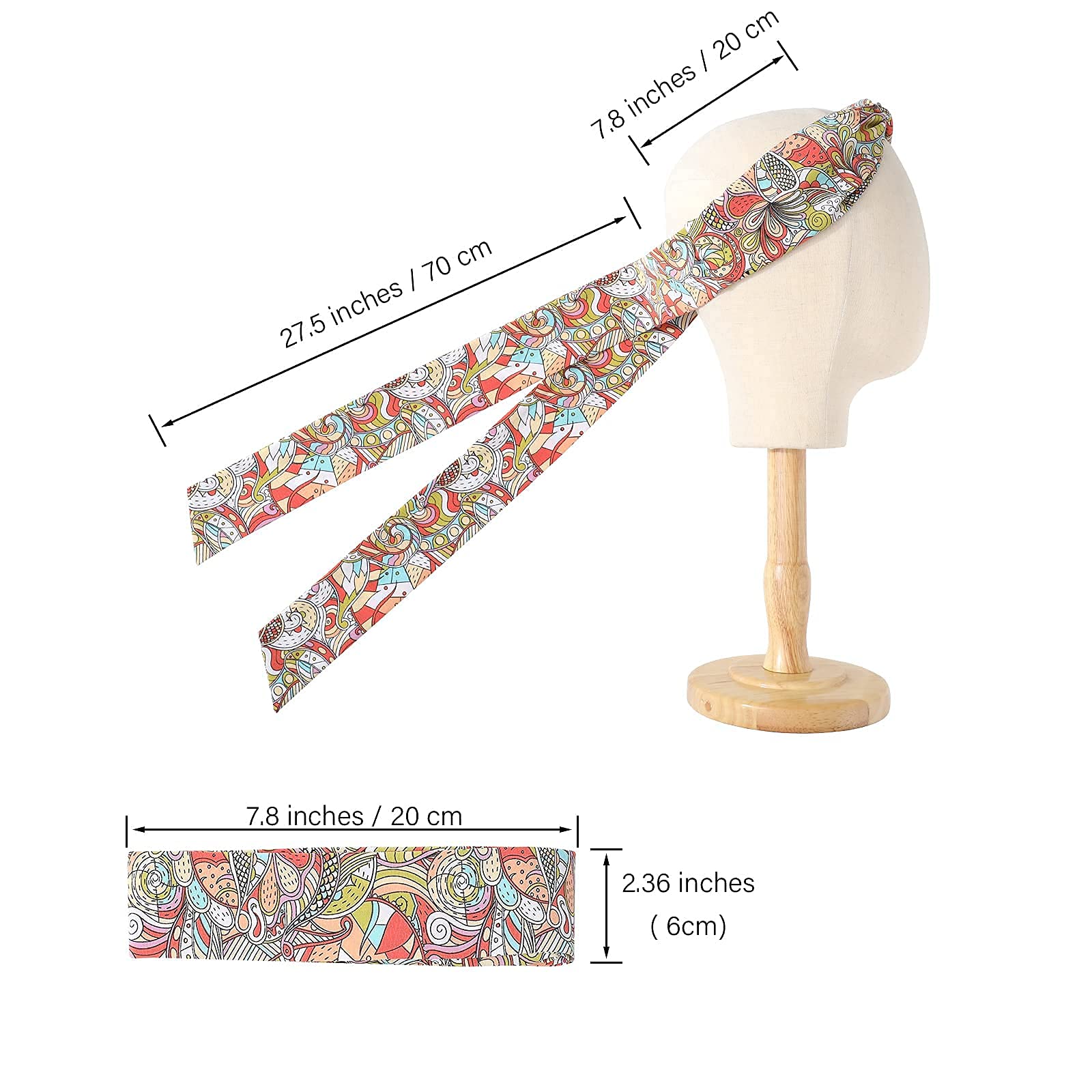 BARSDAR Women Long Head Wraps Bands - Twist Knotted Headbands for Women Long Thick Hair 3PCS Chiffon Criss Cross Head Wraps Non Slip Hair Band (Cashews Red Orange Purple)