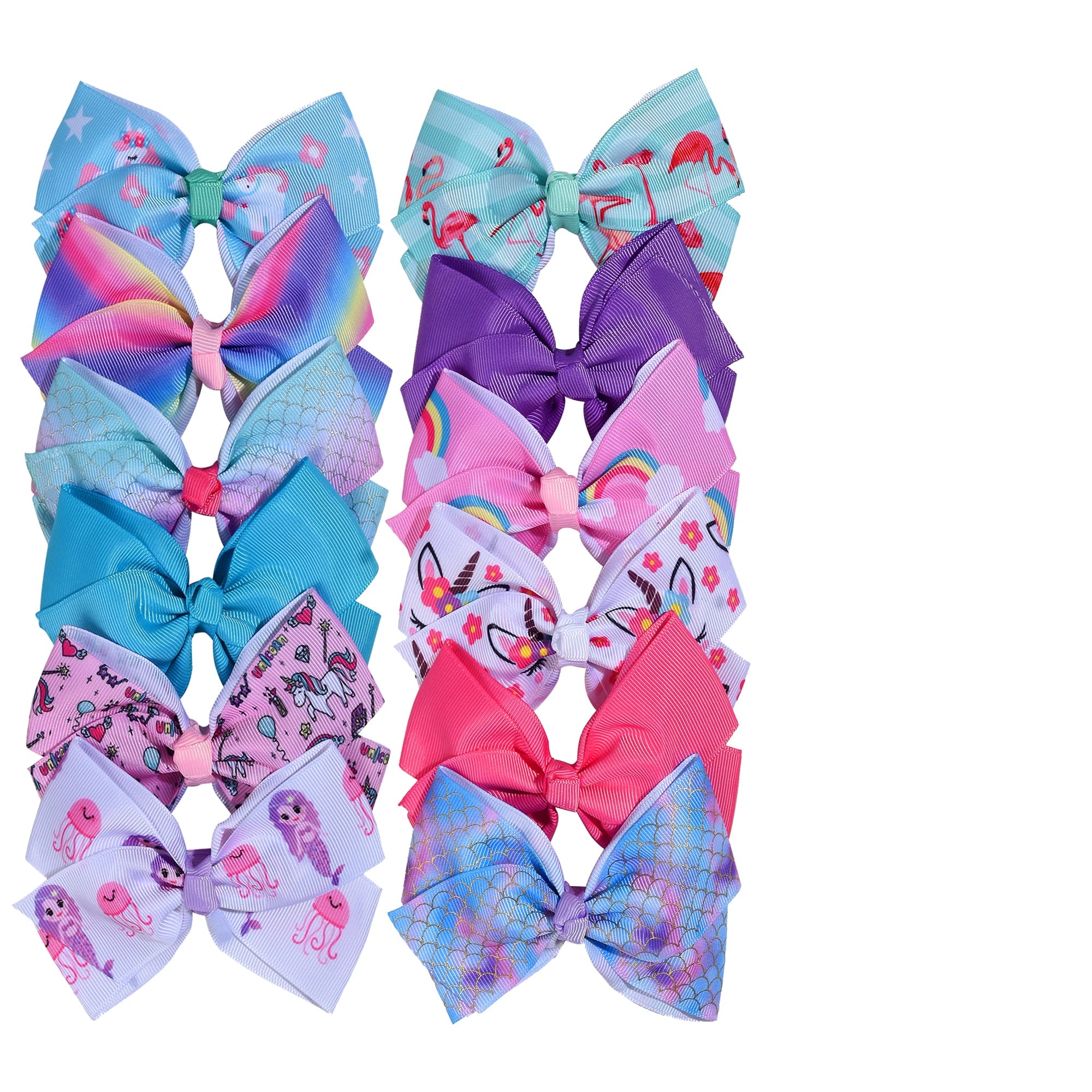 BARSDAR 12PCS Hair Bows For Girls 5 Inches Large Hair Bows Clips Toddler unicorn hair bow holder organizer