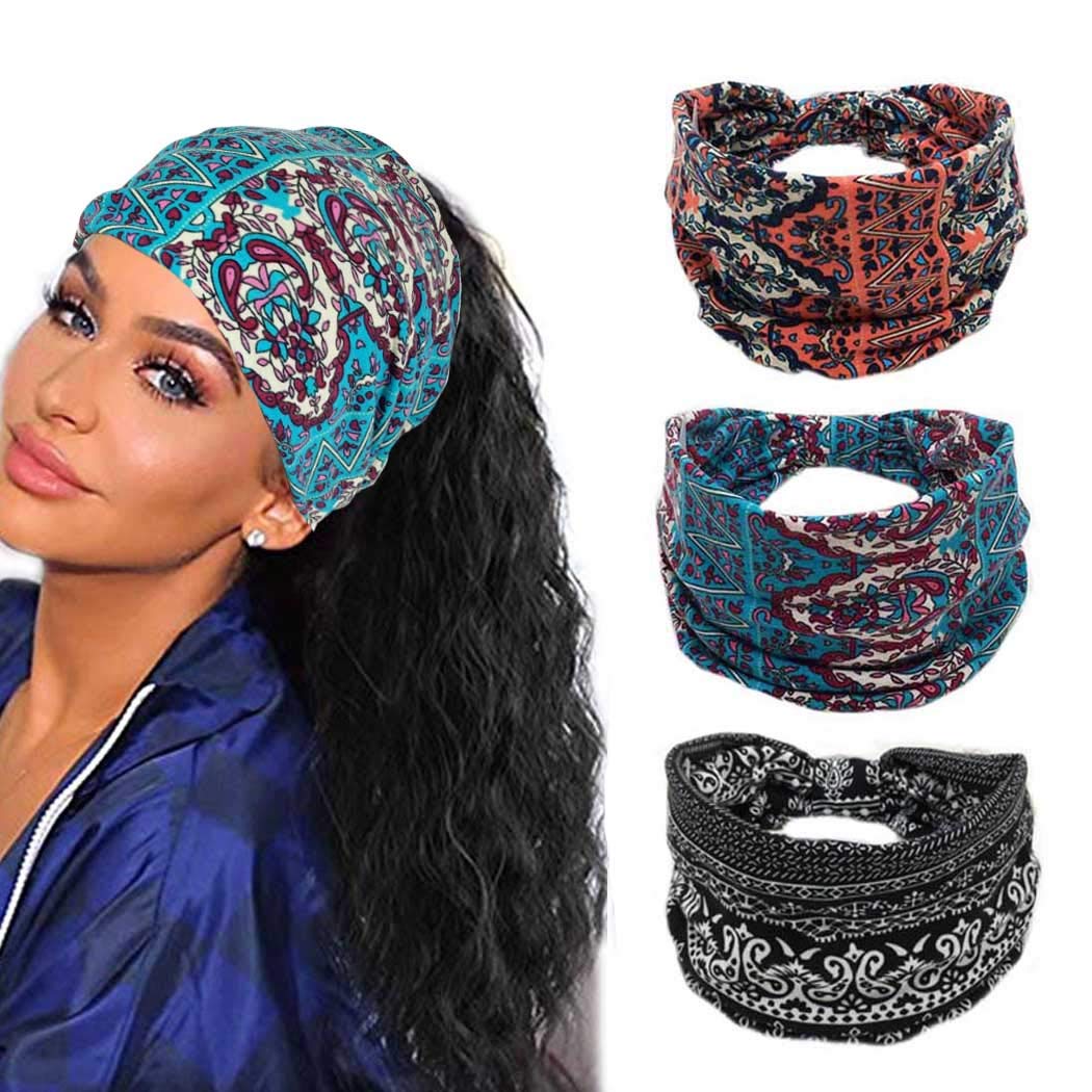 BARSDAR Headband Women Wide Hair Band Boho Elastic Sports Headwear Yoga Hair Band Workout Headwrap