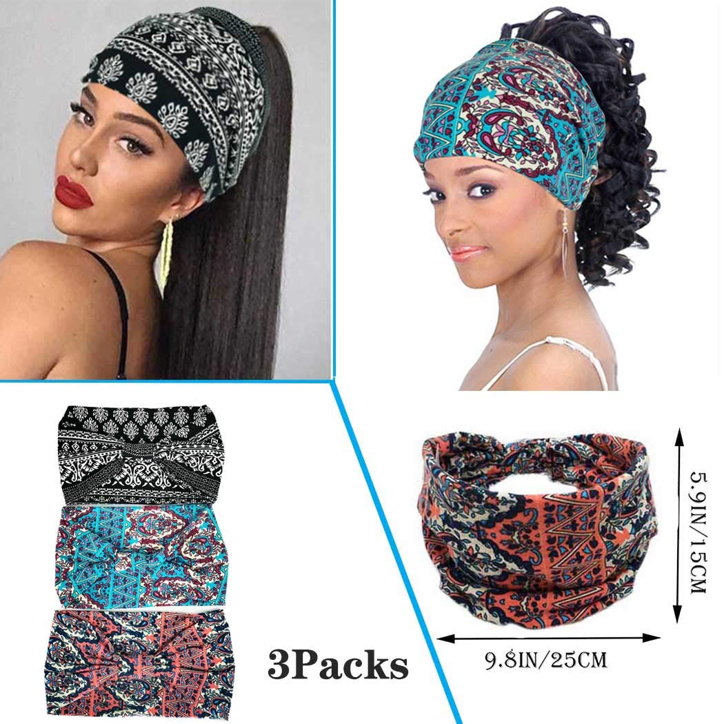 BARSDAR Headband Women Wide Hair Band Boho Elastic Sports Headwear Yoga Hair Band Workout Headwrap