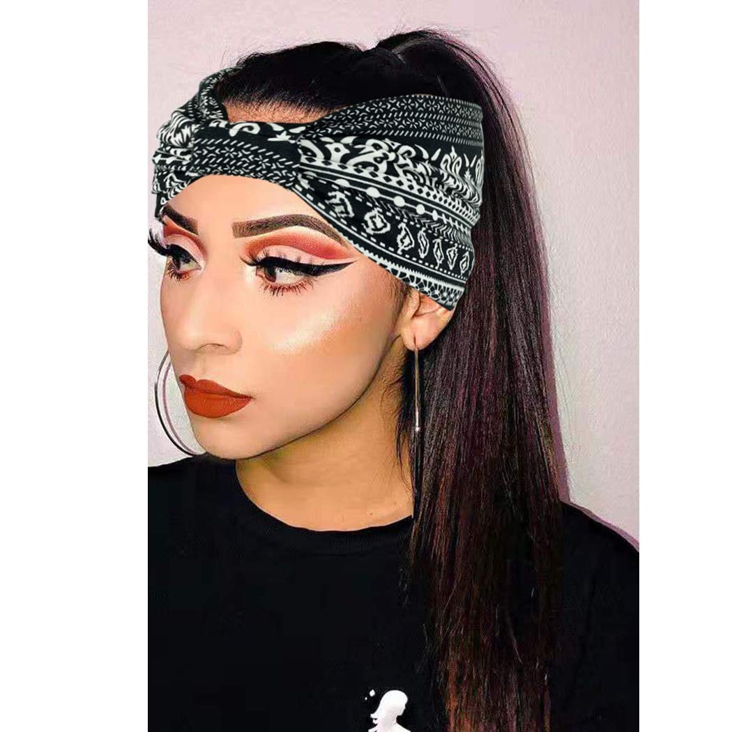 BARSDAR Headband Women Wide Hair Band Boho Elastic Sports Headwear Yoga Hair Band Workout Headwrap