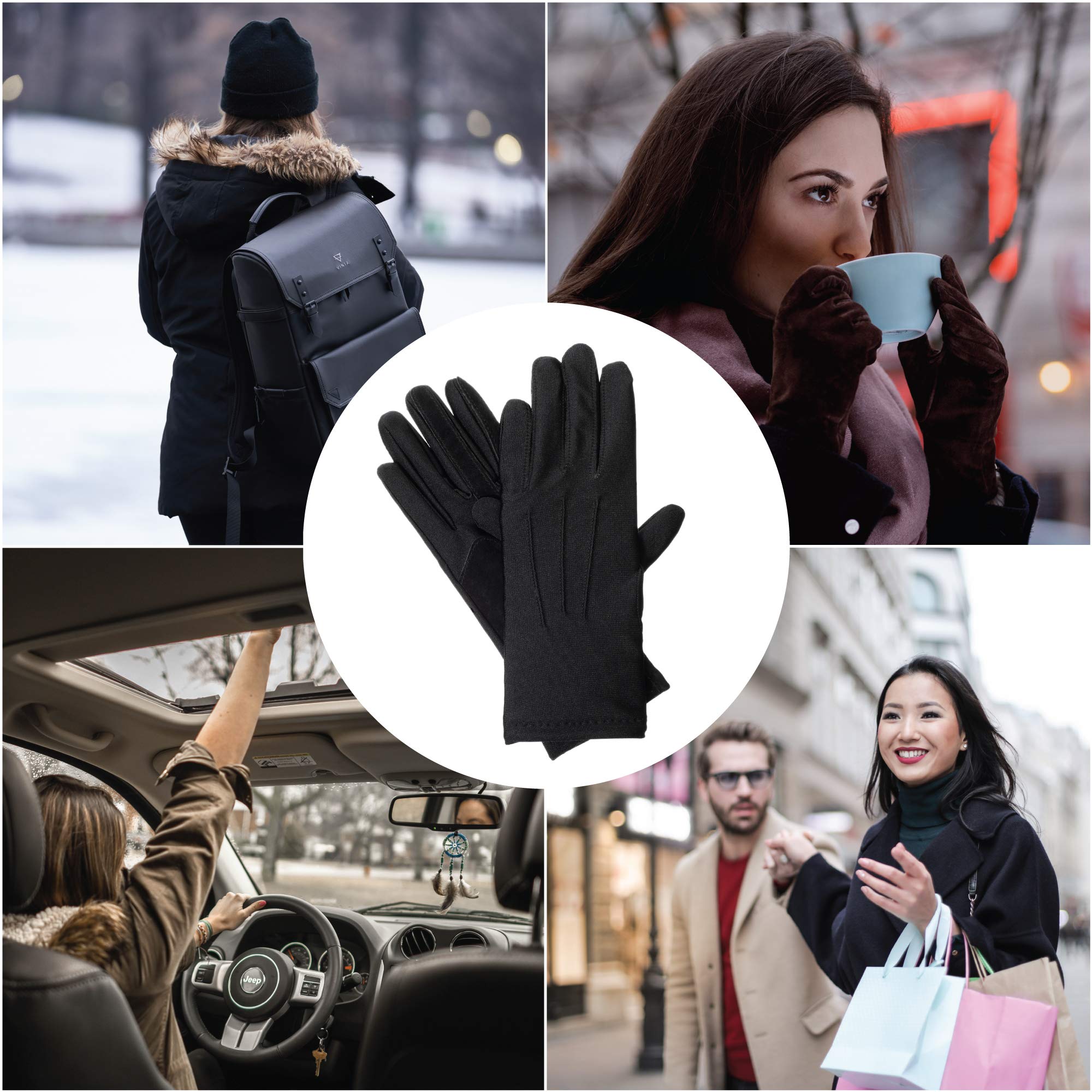 BARSDAR womens Spandex Cold Weather Stretch Gloves With Warm Fleece Lining