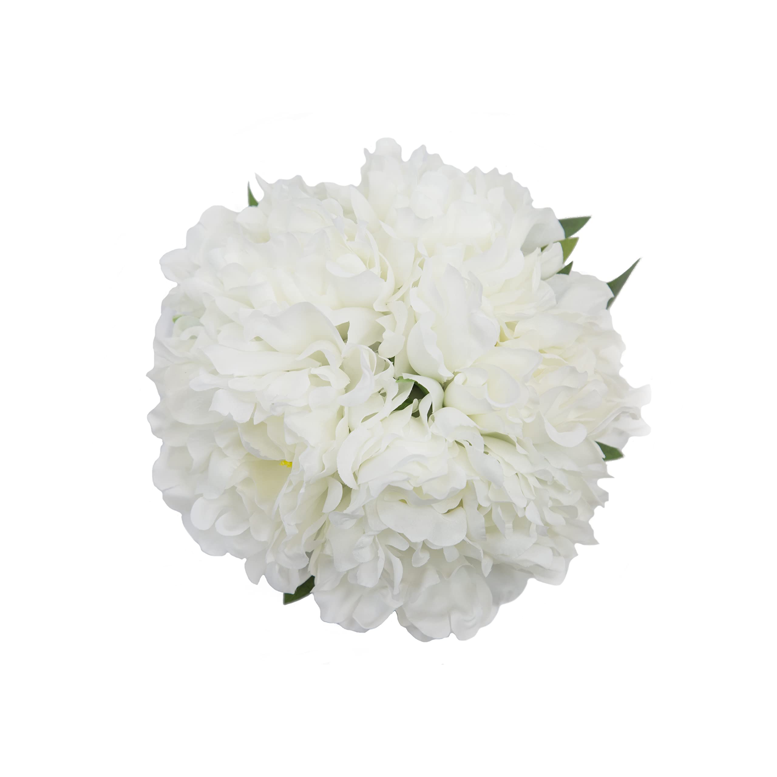 BARSDAR Need Artificial Flowers Fake 5Heads Peony Silk Flower with Clear Glass Vase Décor Arrangements for Wedding Decoration Table Centerpieces - Cream Bouquet