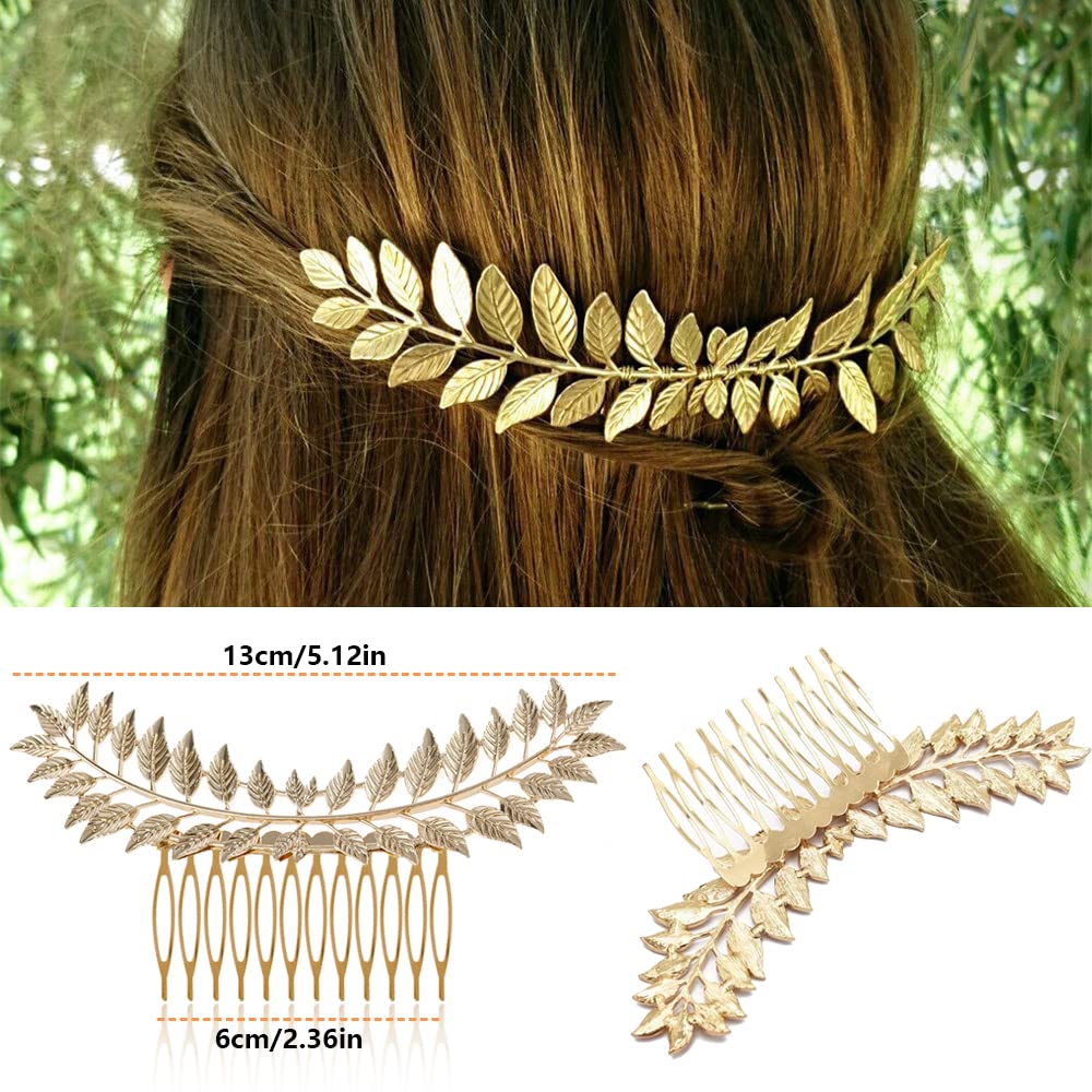 BARSDAR 6 Pack Vintage Hair Side Combs Metal for Women Girl, Bridal Leaf Decorative Clips Gold French Twist Hair Slide Comb with Teeth Grip for Bride Wedding Headpiece Hair Accessories