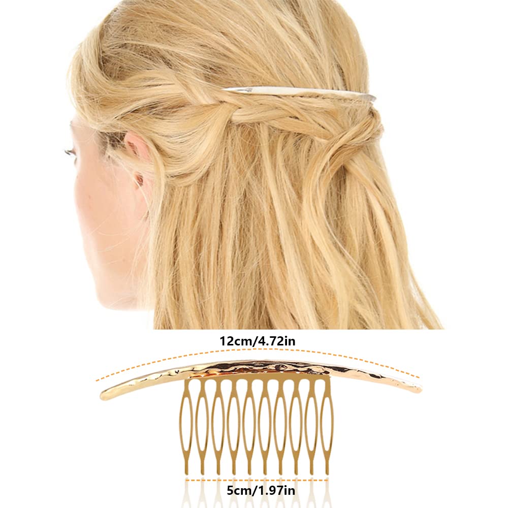 BARSDAR 6 Pack Vintage Hair Side Combs Metal for Women Girl, Bridal Leaf Decorative Clips Gold French Twist Hair Slide Comb with Teeth Grip for Bride Wedding Headpiece Hair Accessories