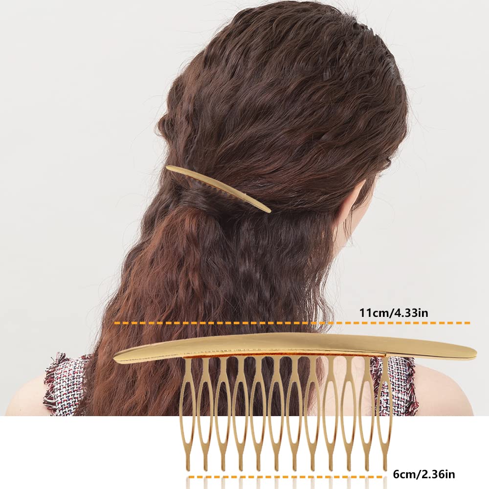 BARSDAR 6 Pack Vintage Hair Side Combs Metal for Women Girl, Bridal Leaf Decorative Clips Gold French Twist Hair Slide Comb with Teeth Grip for Bride Wedding Headpiece Hair Accessories