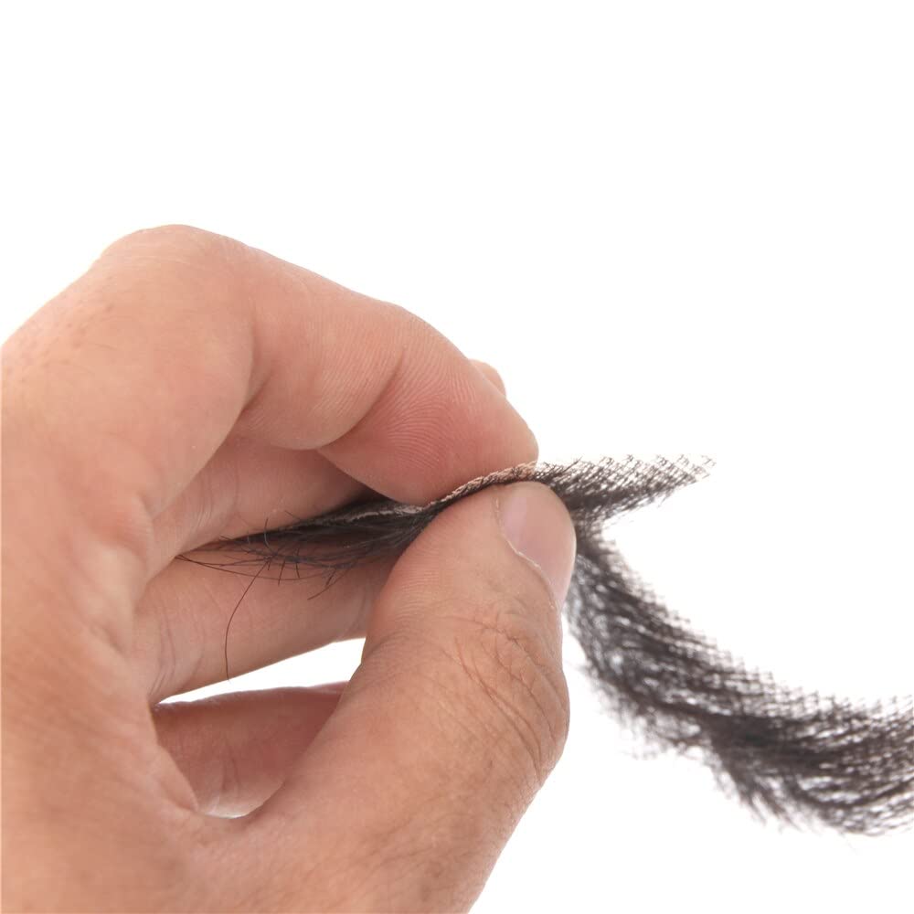 BARSDAR Fake Beard Realistic 100% Human Hair Full Hand Tied Goatee False Beards Lace Invisible Fake Mustache for Halloween Dressing Men Makeup Entertainment/Drama/Party/Movie Prop (Brown)