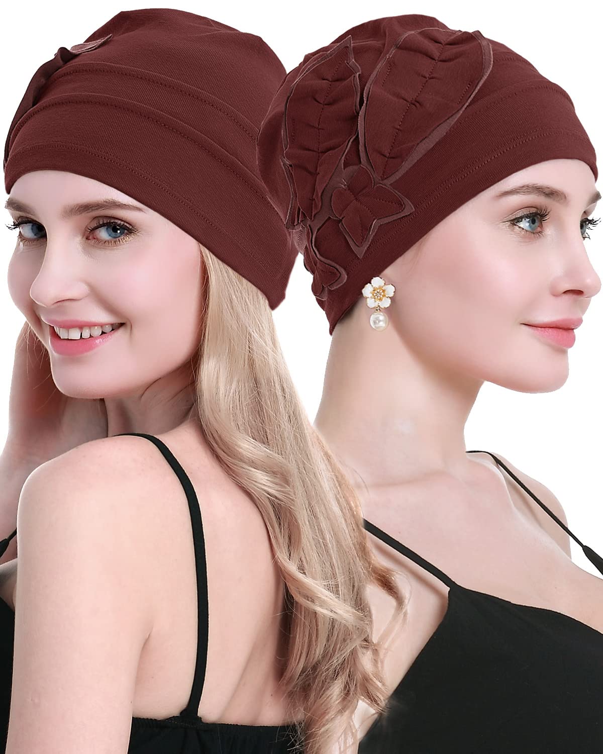 BARSDAR Cotton Chemo Turbans Headwear Beanie Hat Cap for Women Cancer Patient Hairloss
