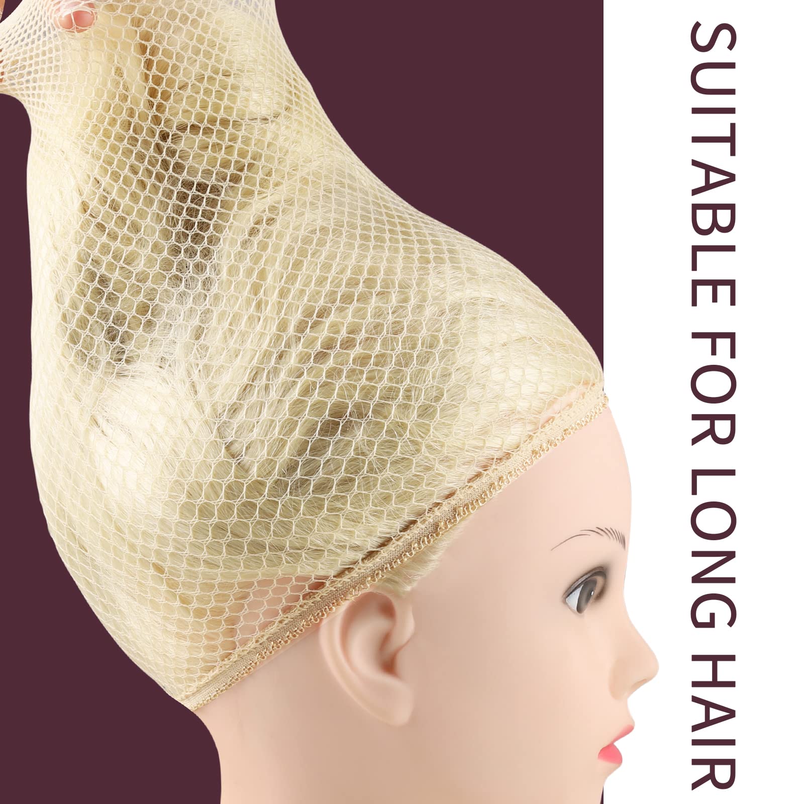 BARSDAR Wig Caps Net, FANDAMEI 4PCS Wig Caps Mesh Net Open End, Light Brown Wig Cap for women, Nylon Mesh Wig Caps Net, Strength Wig Cap Light Brown