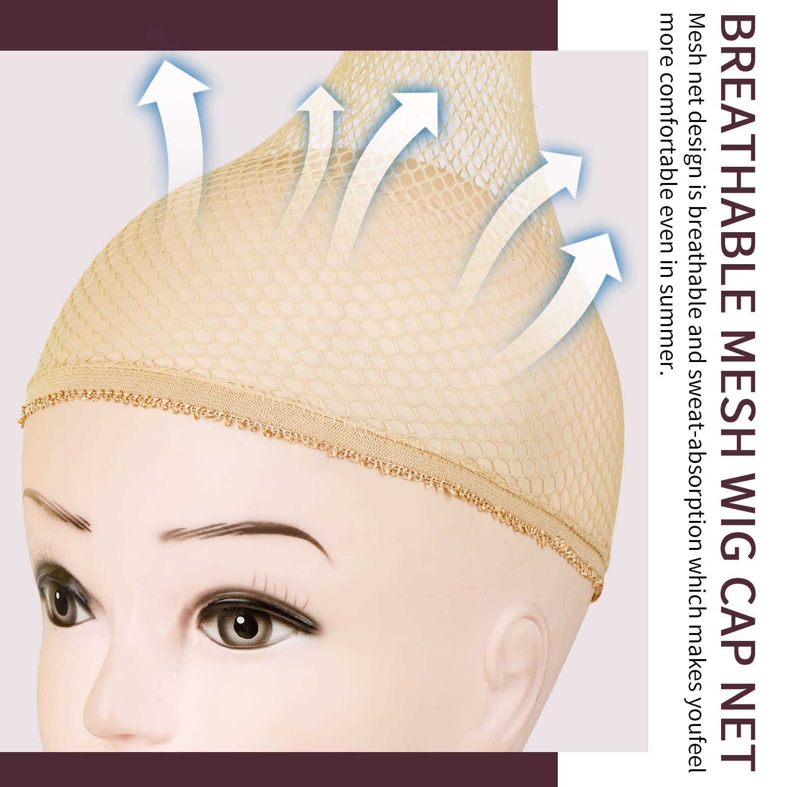 BARSDAR Wig Caps Net, FANDAMEI 4PCS Wig Caps Mesh Net Open End, Light Brown Wig Cap for women, Nylon Mesh Wig Caps Net, Strength Wig Cap Light Brown