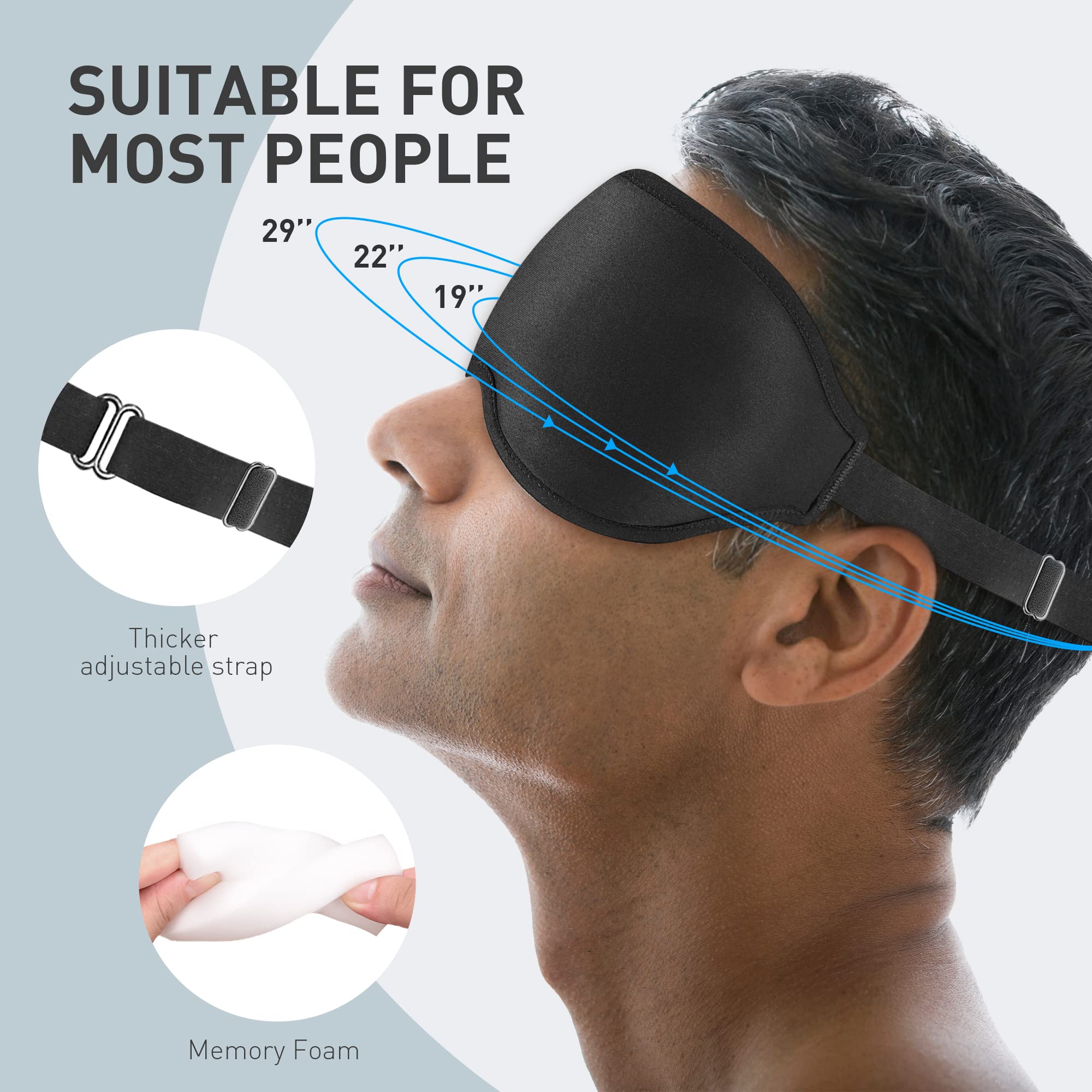 BARSDAR 2 Packs Sleep Mask with 3D Contoured Cup, Eye mask with Adjustable Strap, Soft Breathable Blockout Eye Cover with Zero Pressure for Travel Nap Relax