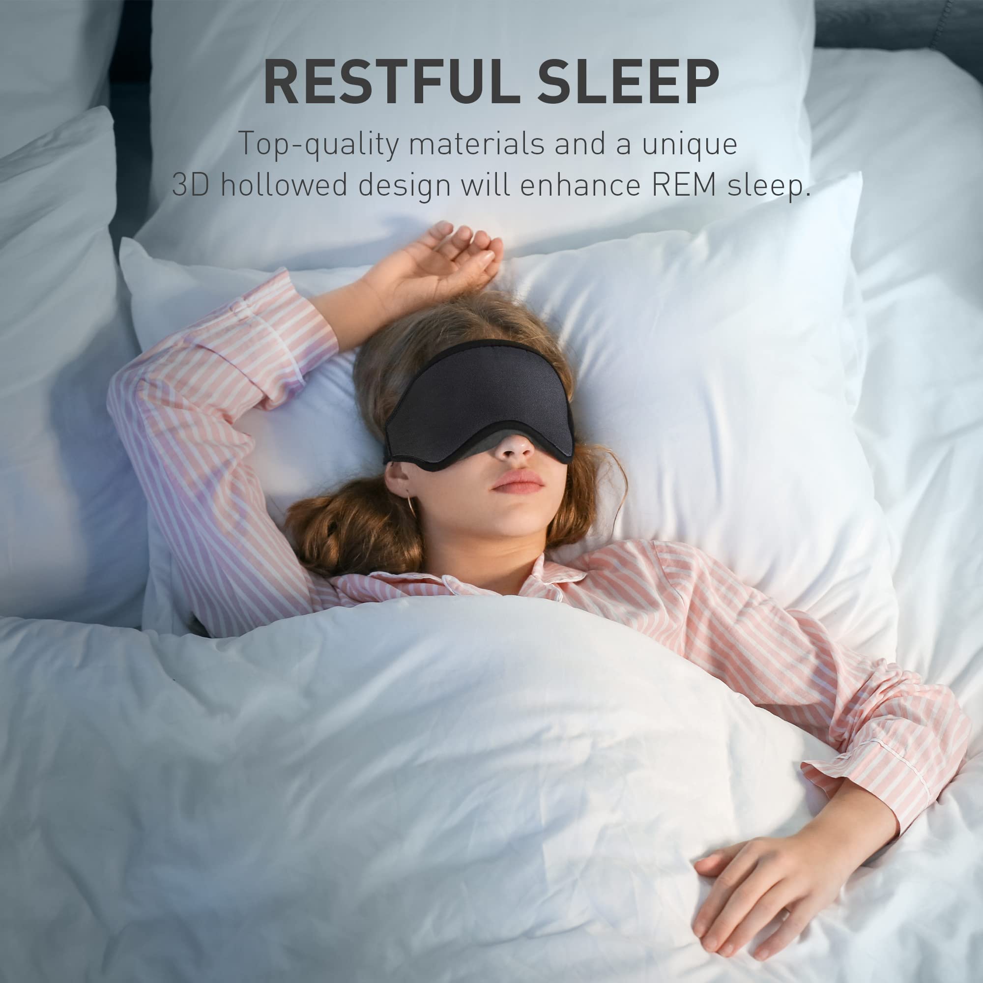 BARSDAR 2 Packs Sleep Mask with 3D Contoured Cup, Eye mask with Adjustable Strap, Soft Breathable Blockout Eye Cover with Zero Pressure for Travel Nap Relax