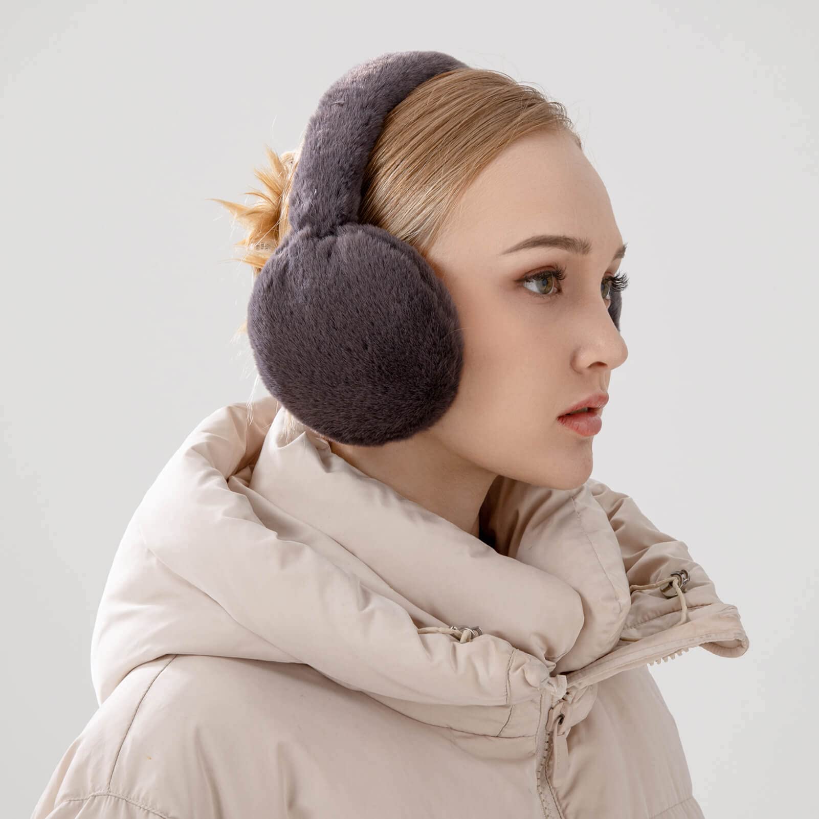 BARSDAR Foldable Ear Muffs for Women, Faux Fur Adjustable Earmuffs for Winter