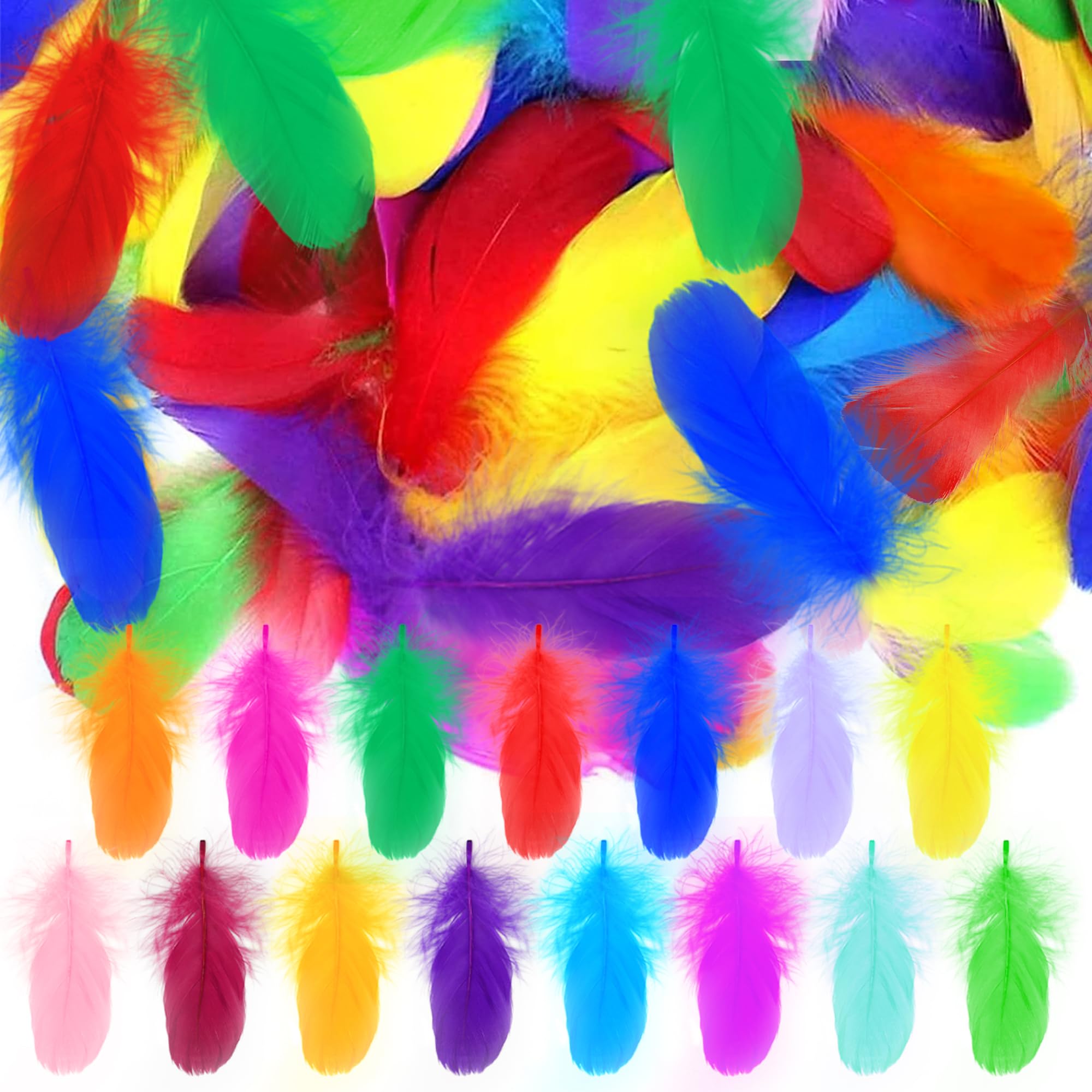 BARSDAR 1500pcs Colorful Craft Feathers 3-5Inchs for Crafts Bulk 15Colors Decorative Feathers hat Feathers for DIY Crafts Wedding Home Party Decorations