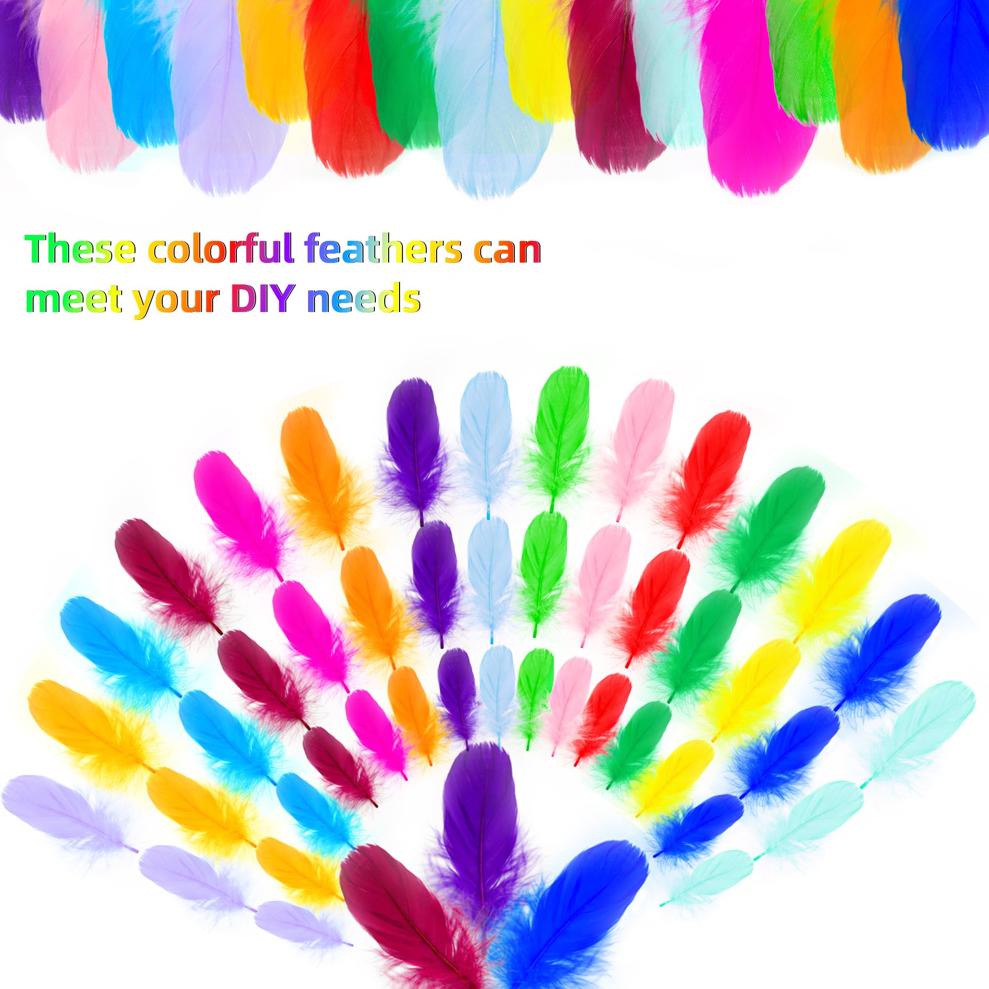 BARSDAR 1500pcs Colorful Craft Feathers 3-5Inchs for Crafts Bulk 15Colors Decorative Feathers hat Feathers for DIY Crafts Wedding Home Party Decorations
