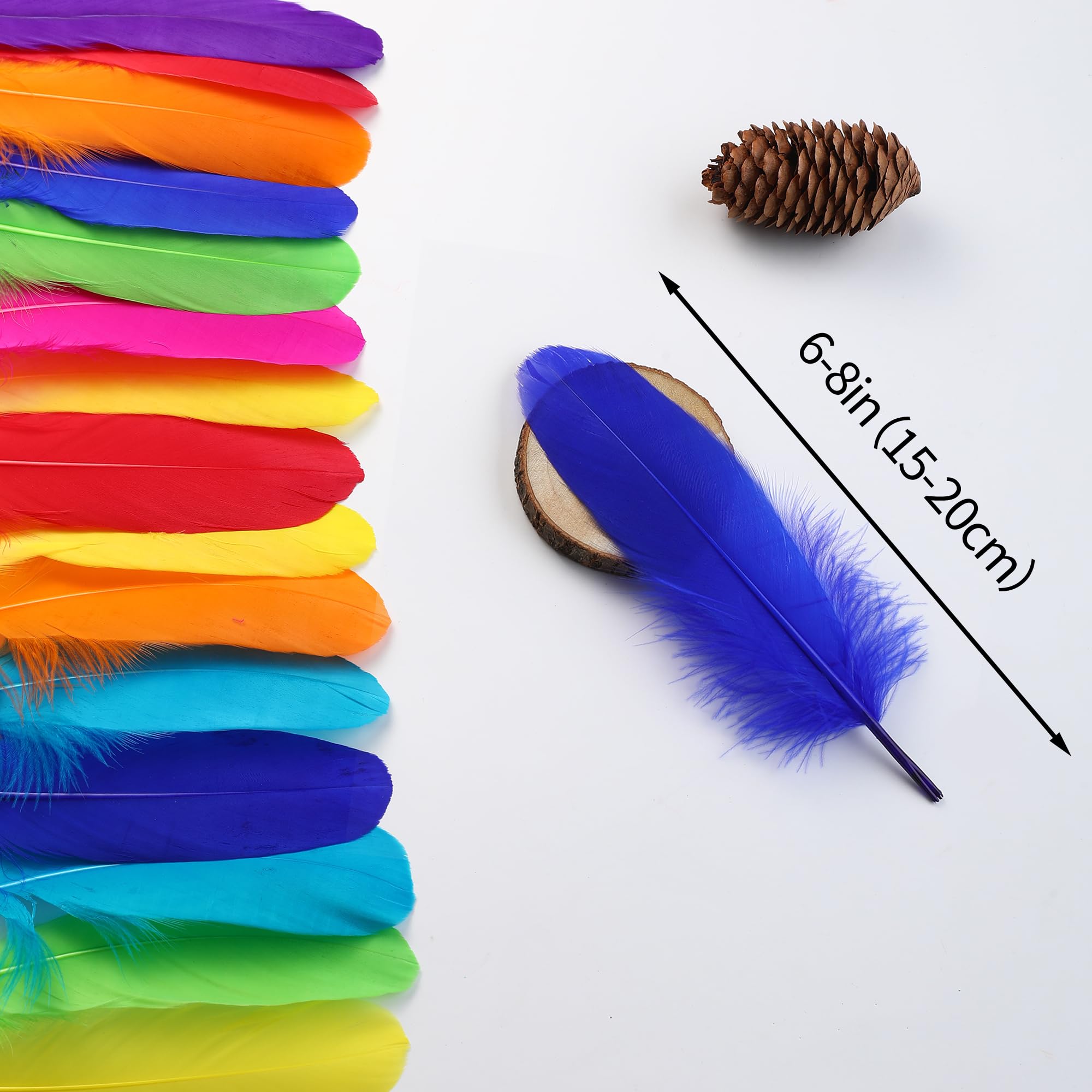 BARSDAR Colorful Goose Feathers for Crafts - 120Pcs 6-8inch Craft Colored Feathers for DIY Crafts,Angel Wings,Dream Catcher and Wedding Party Decor