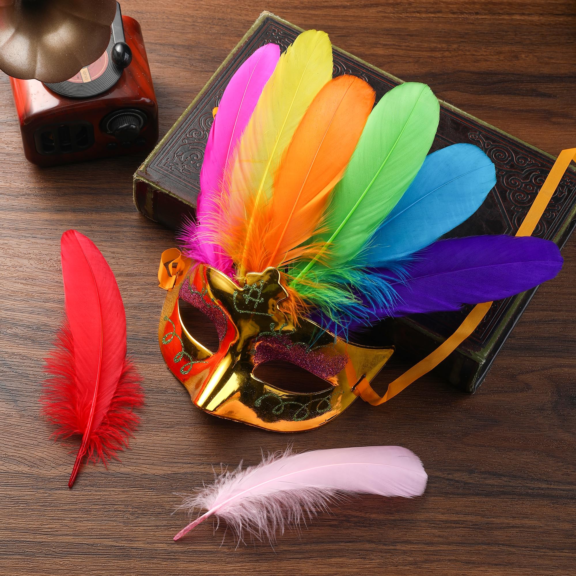 BARSDAR Colorful Goose Feathers for Crafts - 120Pcs 6-8inch Craft Colored Feathers for DIY Crafts,Angel Wings,Dream Catcher and Wedding Party Decor