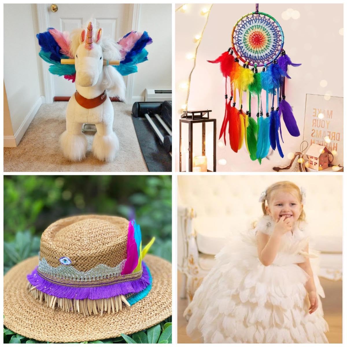BARSDAR Colorful Goose Feathers for Crafts - 120Pcs 6-8inch Craft Colored Feathers for DIY Crafts,Angel Wings,Dream Catcher and Wedding Party Decor