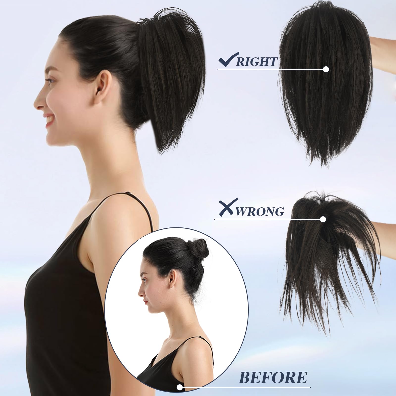 BARSDAR Claw Clip Messy Bun Hair Piece, Short Straight Hair Ponytail Bun Extensions Blonde Hair Bun Synthetic Claw Clip on Hairpieces Fake Hair Bun Extensions for Women Girls-Blonde