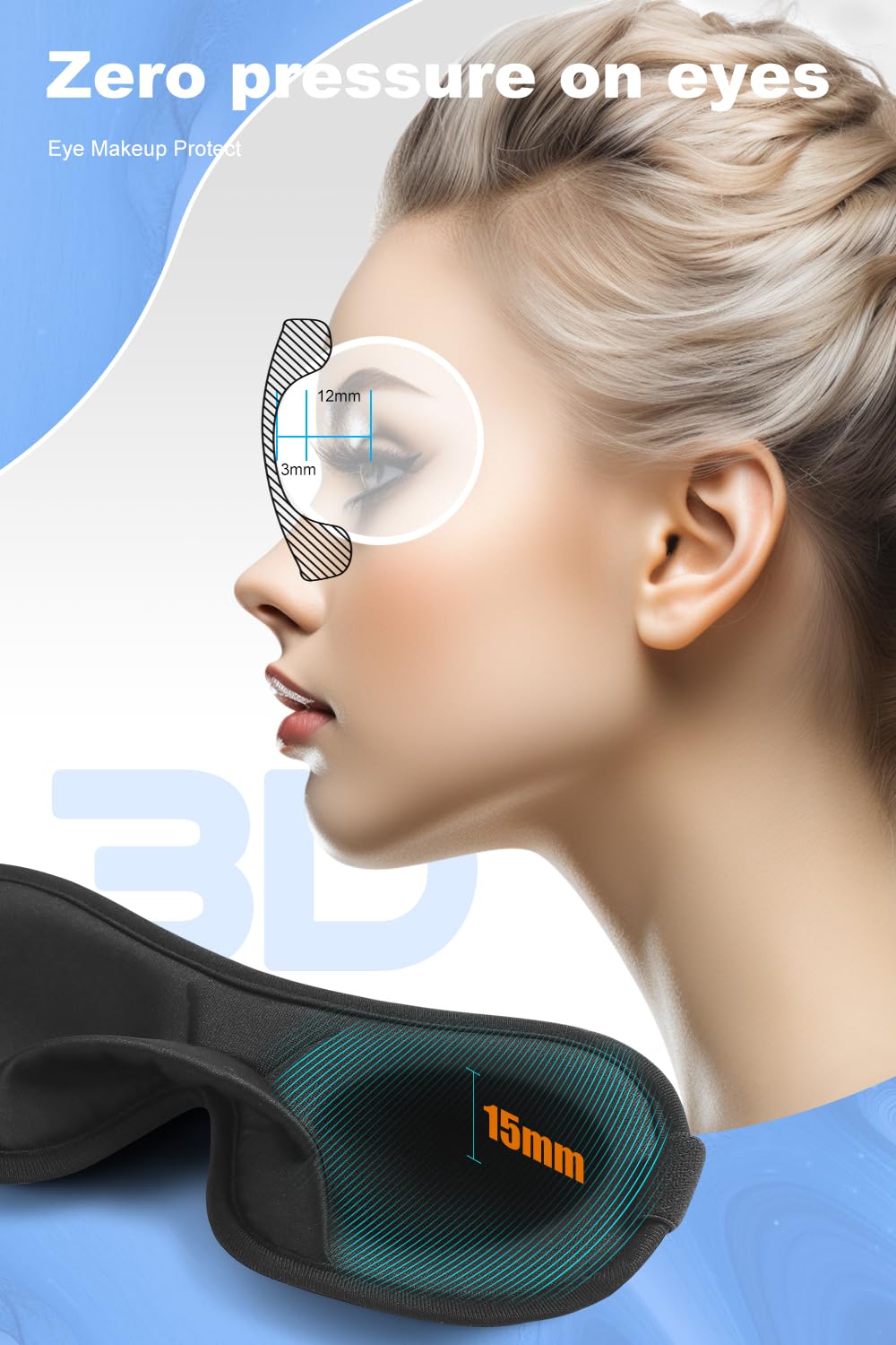 BARSDAR 3-Pack 3D Sleep Mask for Men and Women – Contoured Sleeping Mask for Blocking Light, Ideal for Side Sleepers, with Nose Bridge, Perfect for Travel, Shift Work