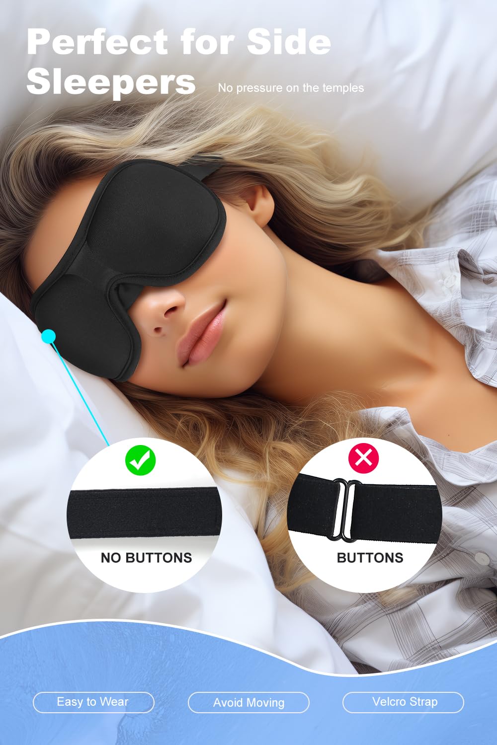 BARSDAR 3-Pack 3D Sleep Mask for Men and Women – Contoured Sleeping Mask for Blocking Light, Ideal for Side Sleepers, with Nose Bridge, Perfect for Travel, Shift Work