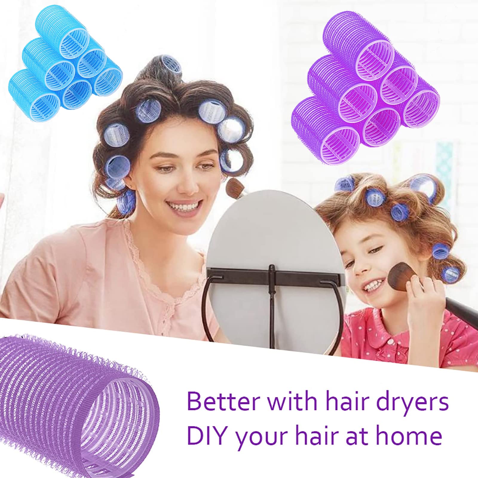 BARSDAR Hair Rollers Set,36 Pcs Hair Curlers,Hair Rollers for Volume Long & Medium Hair,4 Size Self Grip Hair Rollers,Large Rollers Hair Curlers with 24 Rollers,12 Clips