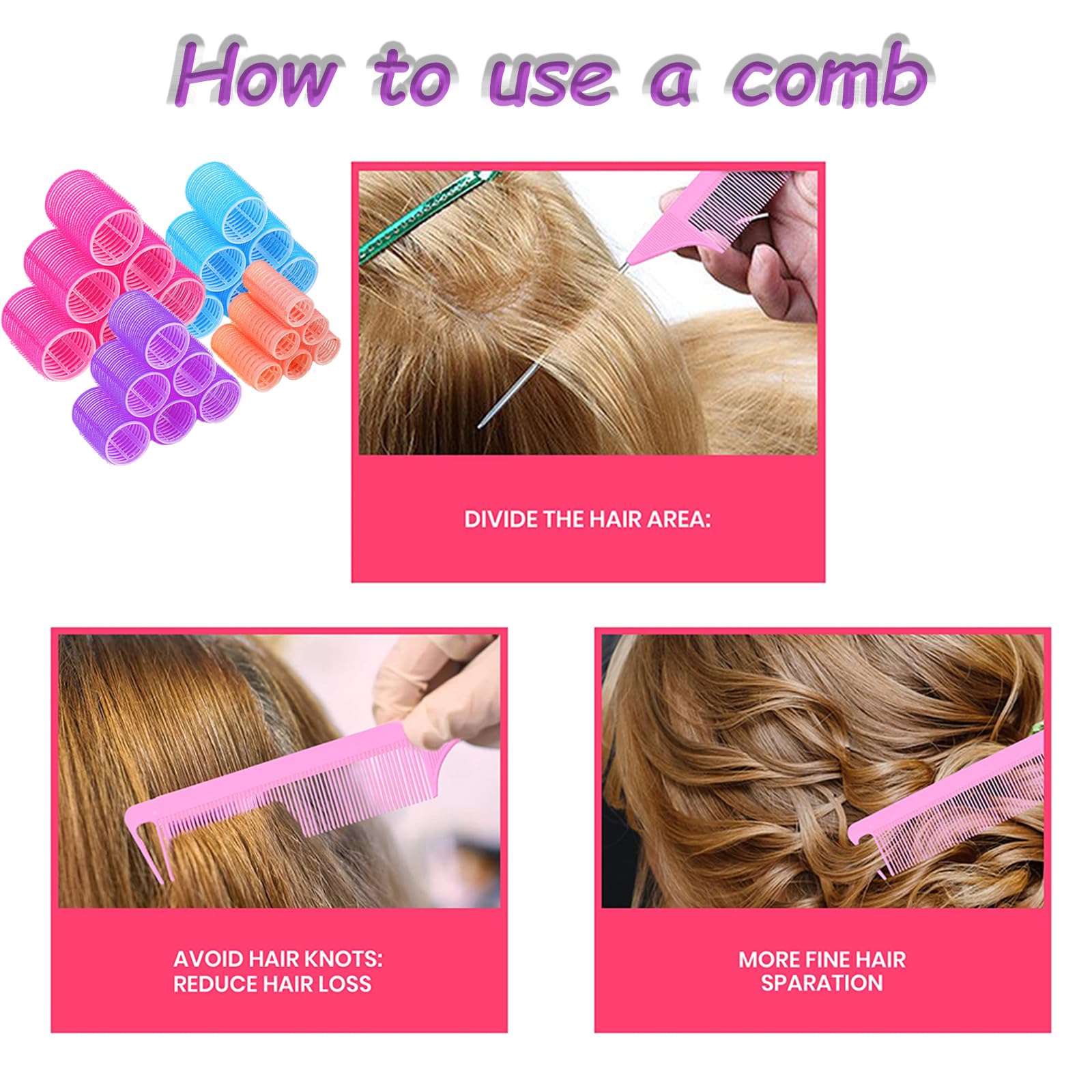 BARSDAR Hair Rollers Set,36 Pcs Hair Curlers,Hair Rollers for Volume Long & Medium Hair,4 Size Self Grip Hair Rollers,Large Rollers Hair Curlers with 24 Rollers,12 Clips