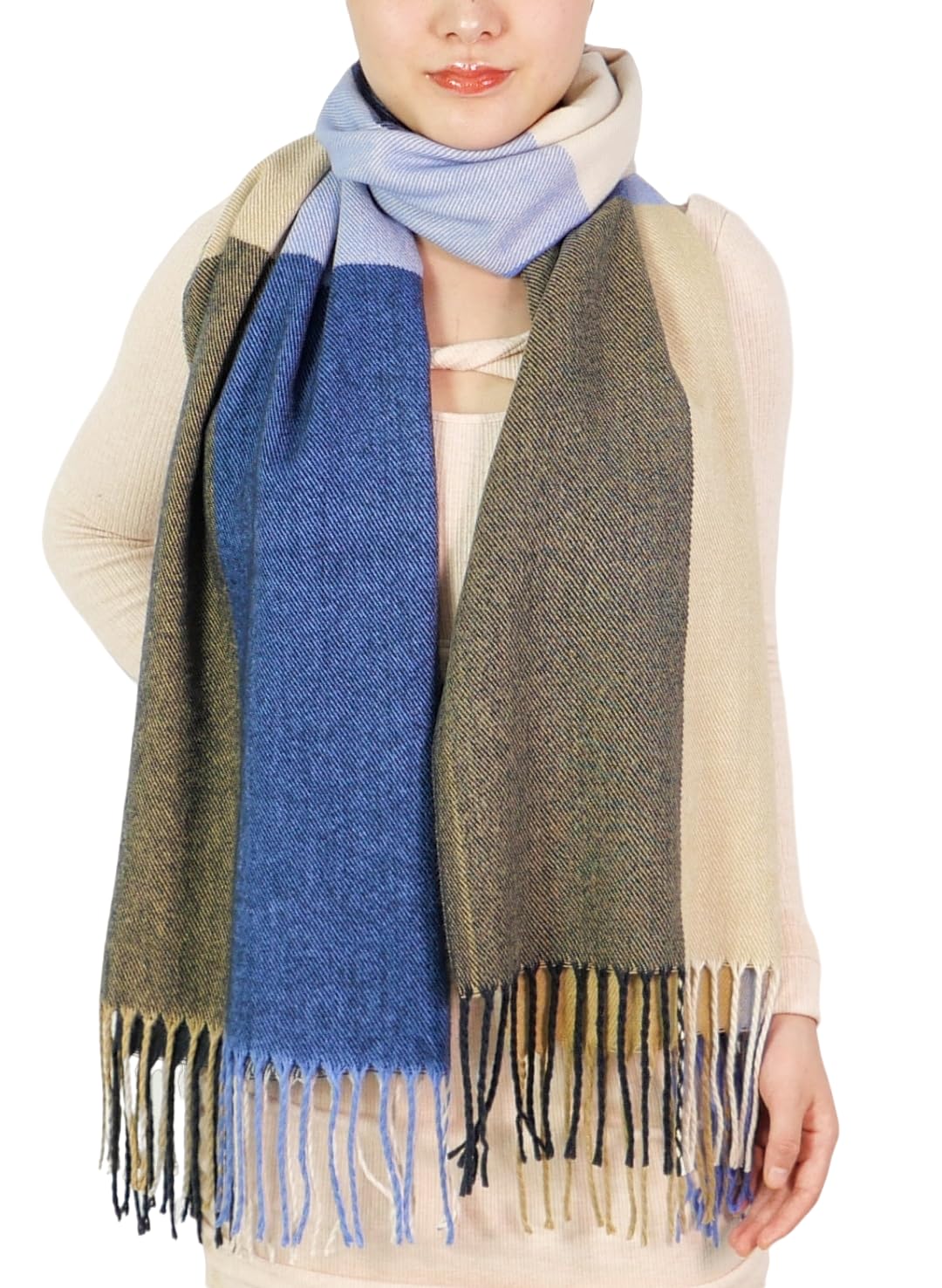 BARSDAR Women's Fashion Scarves Long Shawl Winter Thick Warm Knit Large Plaid Scarf