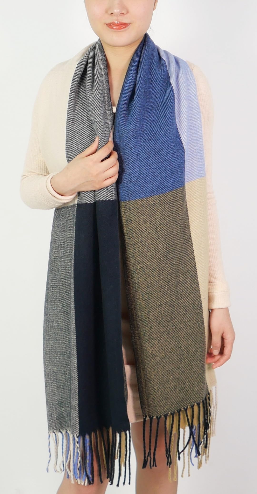 BARSDAR Women's Fashion Scarves Long Shawl Winter Thick Warm Knit Large Plaid Scarf