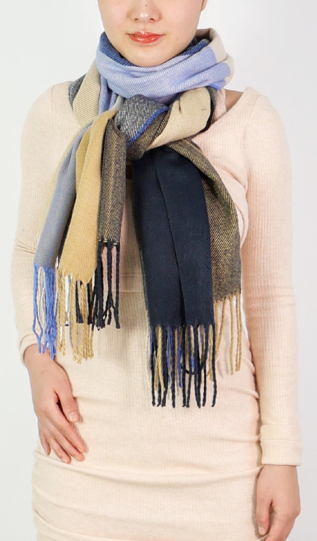 BARSDAR Women's Fashion Scarves Long Shawl Winter Thick Warm Knit Large Plaid Scarf