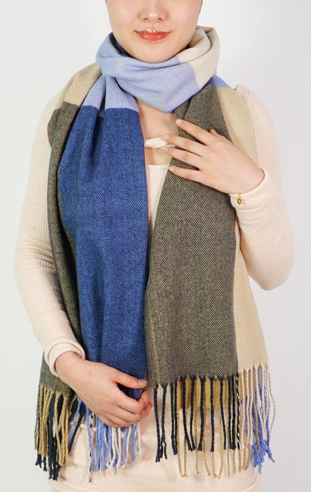 BARSDAR Women's Fashion Scarves Long Shawl Winter Thick Warm Knit Large Plaid Scarf