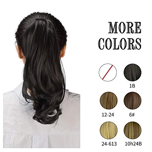 BARSDAR 15" Ponytail Hair Extension Clip in/on Ponytail Curly Synthetic Claw Extension Hairpiece for Women(Golden Brown & Light Blonde)
