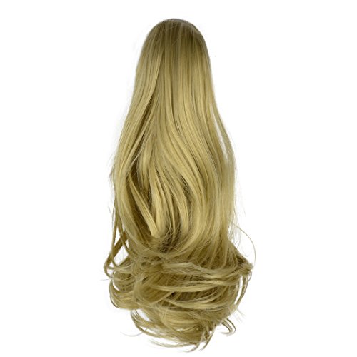 BARSDAR 15" Ponytail Hair Extension Clip in/on Ponytail Curly Synthetic Claw Extension Hairpiece for Women(Light Blonde mix Bleach Blonde Evenly)