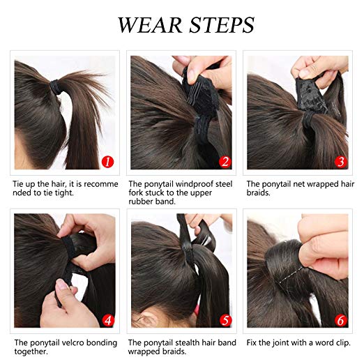 BARSDAR 26" Long Straight Ponytail Extension Wrap Around Synthetic Ponytail Clip in Hair Extensions One Piece Hairpiece Binding Pony Tail Extension for Women (24/613#Light Blonde mix Bleach Blonde Eve