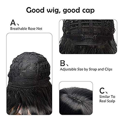BARSDAR 27'' Brown Long Wavy Curly Wig Rose Net Full Head Wigs for Women Side Part Heat Resistant Synthetic Wigs with Light Bangs （8038）