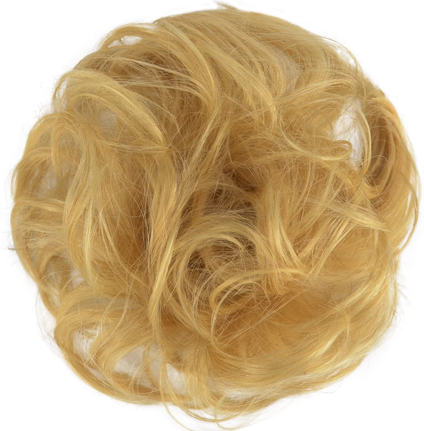 BARSDAR 100% Human Hair Scrunchies (613# Bleach Blonde) Curly Messy Hair Bun Extensions Wedding Hair Pieces for Women Kids Hair Updo Donut Chignons