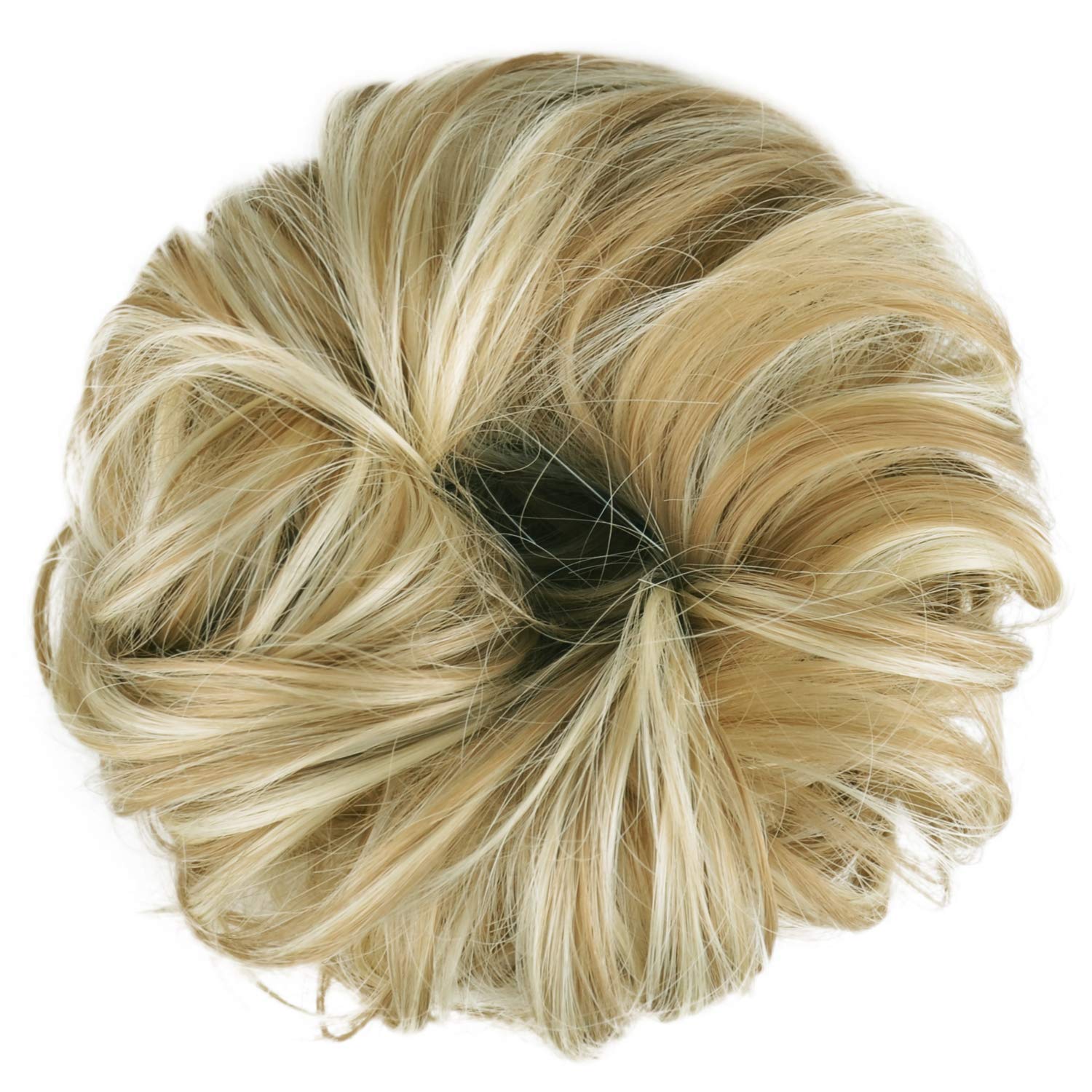 BARSDAR Synthetic Hair Bun Extensions Hairpiece Messy Hair Scrunchies for Women Updo ponytail Extensions - A30 Light Ash Brown & Bleach Blonde