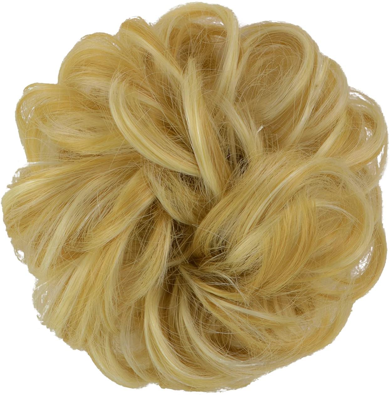 BARSDAR Synthetic Hair Bun Extensions Hairpiece Messy Hair Scrunchies for Women Updo ponytail Extensions - A32 Ash Blonde & Bleach Blond