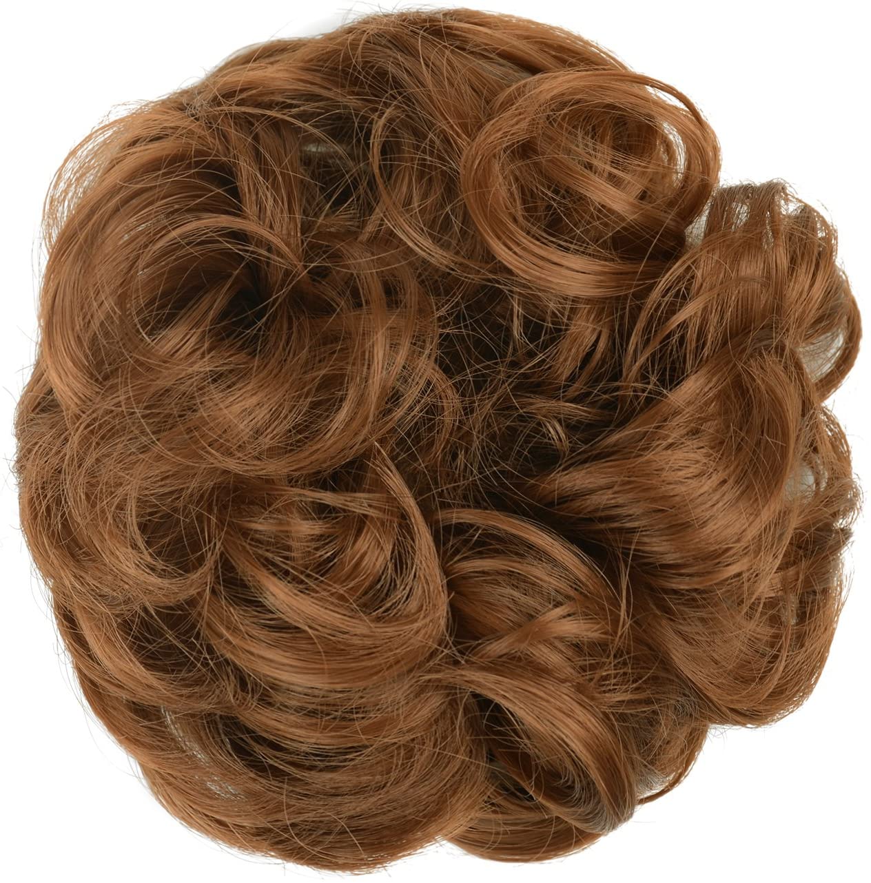 BARSDAR Synthetic Hair Bun Extensions Hairpiece Messy Hair Scrunchies for Women Updo ponytail Extensions - A14 Light Auburn Hairpiece