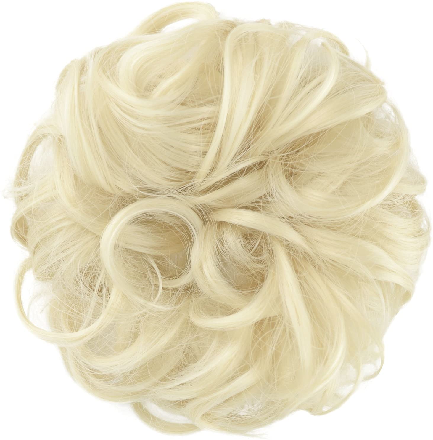 BARSDAR Synthetic Hair Bun Extensions Hairpiece Messy Hair Scrunchies for Women Updo ponytail Extensions - A23 Ash Platinum Blonde