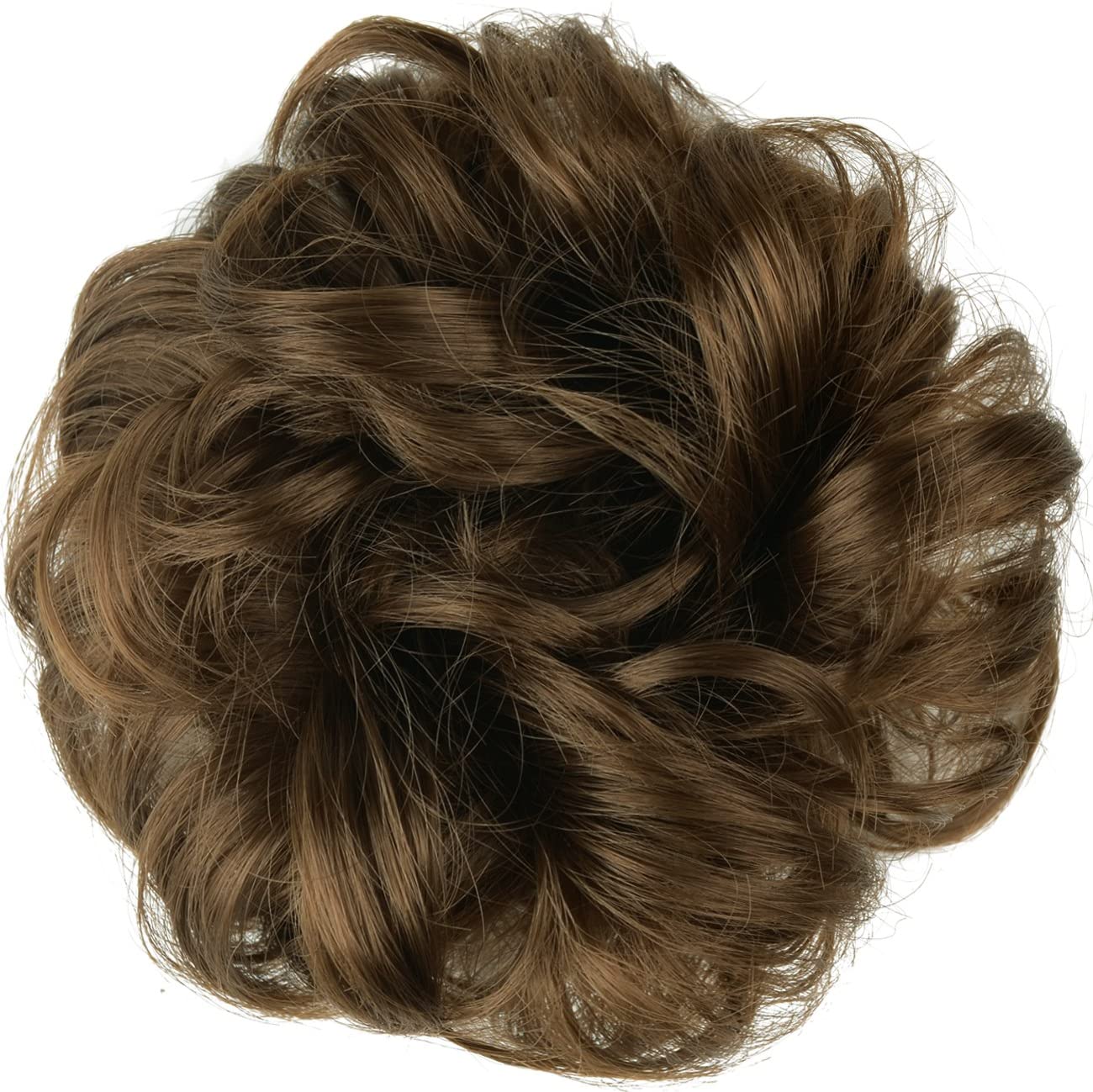 BARSDAR Hair Bun Extensions Hairpiece Hair Rubber Scrunchies for Women Ponytail Extensions Updo Curly Messy Bun - A07 Golden Brown Hairpiece